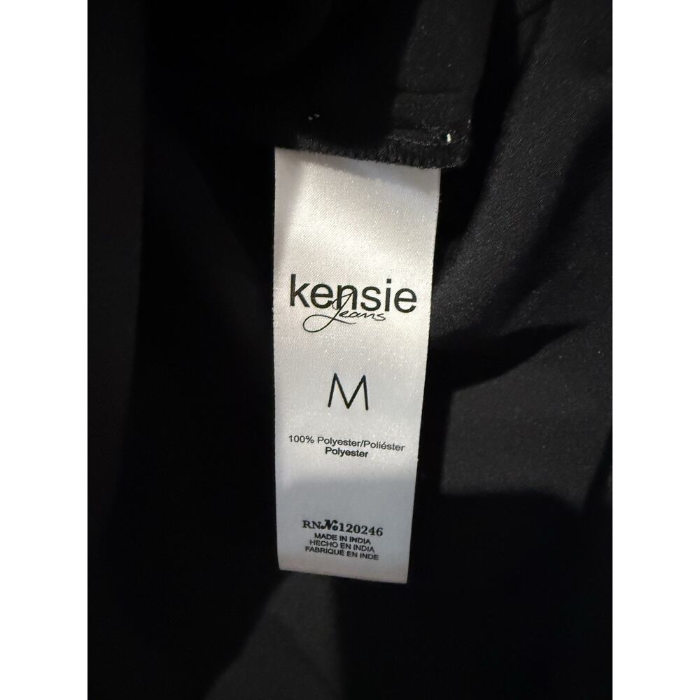 Kensie Black Cold Shoulder Ruffle Top Blouse Tassel Tie Long Sleeve Flowy Boho M - Picture 6 of 9
